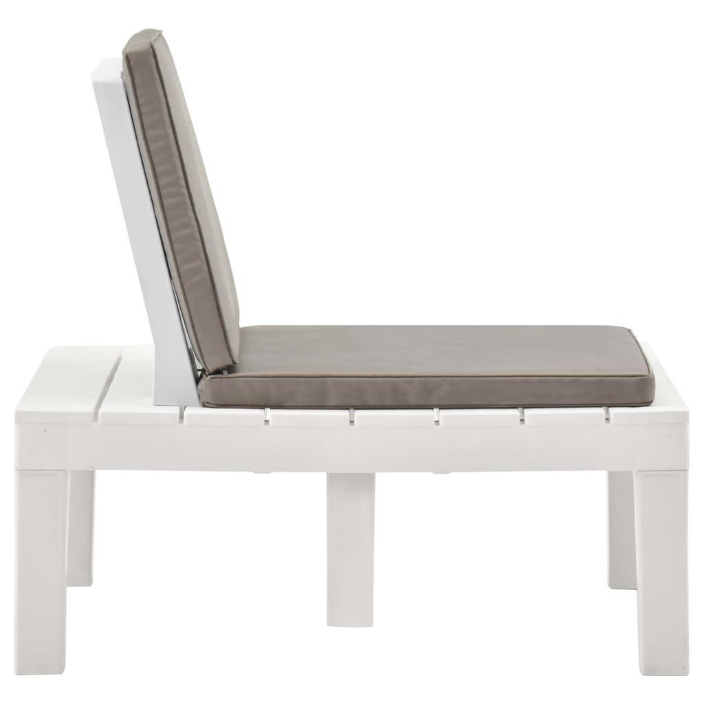 Garten-Lounge-Stuhl mit Sitzpolster Kunststoff Weiss